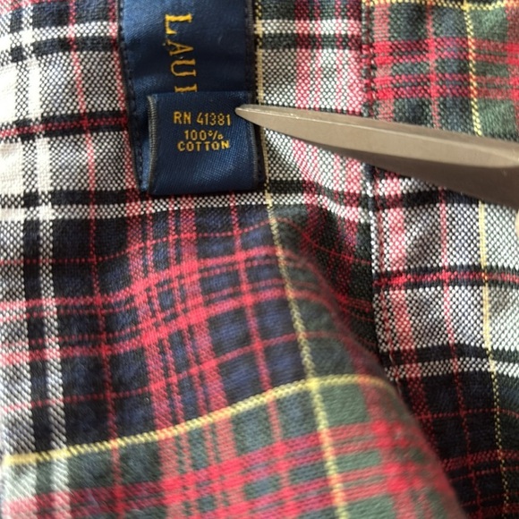 RALPH LAUREN Plaid Cotton Button Down, Size Large - Picture 7 of 7